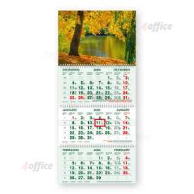 Sienas kalendārs 2024 gadam  Standart, četrdaļīgs ar metāla spirālēm Zelta rudens Nr.10