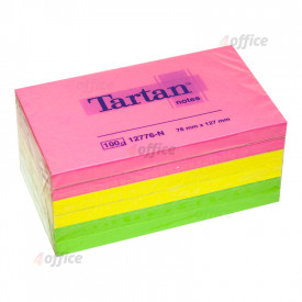 Piezīmju līmlapiņas TARTAN ar izmēru 76x127mm, assorti neona krāsas   6 gab/iepak