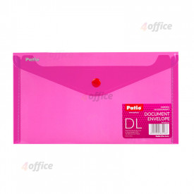 Mape aploksne Patio, PP, 125x225mm, ar pogu, rozā krāsa