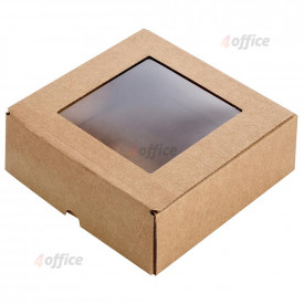 Dāvanu kaste ar lodziņu, 150 x 150 x 50 mm, brūna