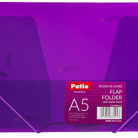 Mape ar gumiju PATIO,PP, A5 formāts, caurspīdīga, violetā krāsā
