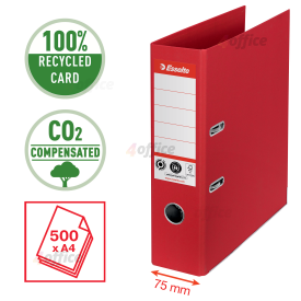 Mape reģistrs ESSELTE No1 CO2 Neutral, A4, kartons, 75 mm, sarkanā krāsā