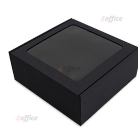 Dāvanu kaste ar logu, melna, liela kvadrātveida