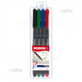 Pildspalva liners KORES K Liner 0.4mm, melns korpuss, 4 krāsu komplekts