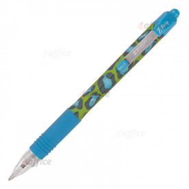 Lodīšu pildspalva ZEBRA Z GRIP FUNKY BRIGHT ar Leoparda ādas ornamentu, gaiši zila tinte