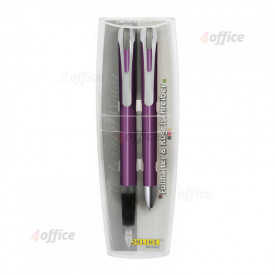 Rakstāmlietu komplekts: tintes un lodīšu pildspalva ONLINE Soft  violets korpuss