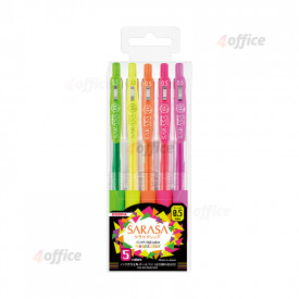 Gēla pildspalva ZEBRA Sarasa, 0,5 mm, 5 neona krāsu komplekts