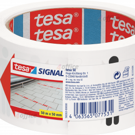 Signāla sociālās attālināšanas lente TESA, 50 m x 50 mm, balta / sarkana