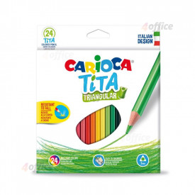 Krāsainie zīmuļi CARIOCA TITA, trīsstūrveida, 24gab