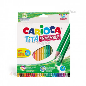 Krāsainie zīmuļi CARIOCA TITA, dzēšami, 24gab