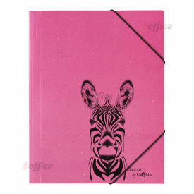 Mape PAGNA Zebra A4, elastīga, ar gumiju, rozā