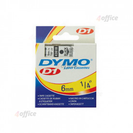 Marķēšanas lente DYMO D1, 6 mm x 7 m, melni burti uz balta fona
