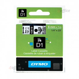 Marķēšanas lente DYMO D1, 6 mm x 7 m, melni burti uz caurspīdīga fona