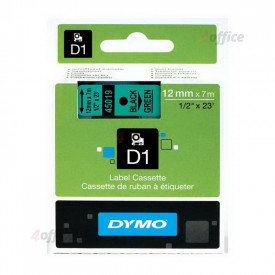 Marķēšanas lente DYMO D1, 12 mm x 7 m, melni burti uz zaļa fona