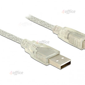 Kabelis Delock, USB 2.0 Type A male/USB 2.0 Type B male, 5 m, caurspīdīgs