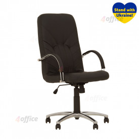 Biroja krēsls NOWY STYL MANAGER STEEL Chrome, melnas ādas imitācija