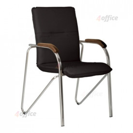 Konferenču krēsls NOWY STYL SAMBA melnas ādas imitācija V 14, koka rokturi 1.016
