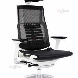 Ergonomisks krēsls PROFIT ar bluetooth savienojumu, balts rāmis, melns