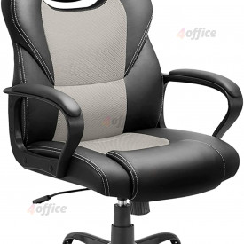 Darba krēsls F 003 melns PU ar pelēku materiālu