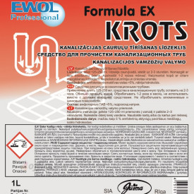 Kanalizācijas cauruļu tīrīšanas līdzeklis EWOL Professional Formula EX Krot,1 L