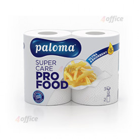 Papīra dvieļi PALOMA SUPER CARE Pro food, 3 sl., 2 ruļļi, baltā krāsā ar reljefu