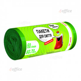 Atkritumu maisi, tilpums 60 L, 15 gab., 9 mkr, HDPE, 60 x 70 cm, zaļā krāsā