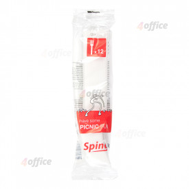 Plastmasas dakšas SPINO Picnic Fun, 17 cm, 12 gab., baltā krāsā