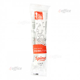 Plastmasas karotes SPINO Picnic Fun, 17 cm, 12 gab., baltā krāsā