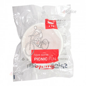 Plastmasas zupas šķīvji SPINO Picnic Fun, 500 ml, 12 gab., baltā krāsā