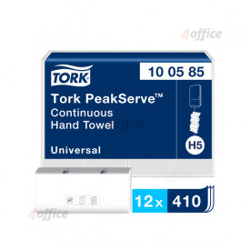 Roku dvieļi TORK PeakServe Continuous Universal H5, 1 sl., 410 salvetes, 22.5 x 20.1 cm, baltā krāsā