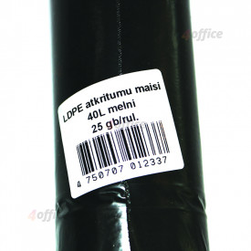 Atkritumu maisi, tilpums 40 L, , 25 gab./rullī, LDPE, 30 mkr, melni