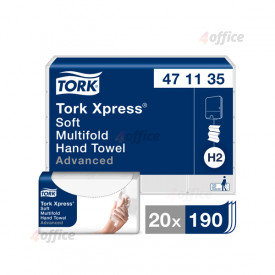 Roku dvieļi TORK Advanced Xpress Multifold H2, 2 sl., 190 salvetes, 23.4 x 21.3 cm, baltā krāsā