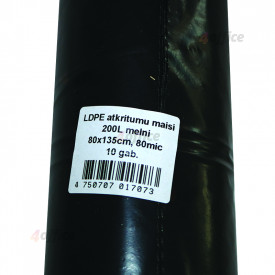 Atkritumu maisi , tilpums 200 L, 80x135 cm, 10 gab./rullī, LDPE, 80 mkr, melni
