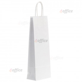 Papīra maisiņš pudelei TWIST, 140x80x390mm, balts