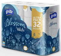Tualetes papīrs Grite Blossom white 32 ruļļi, 3 slāņu, 150 loksnes, 18.75m