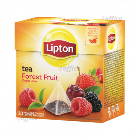 Melnā augļu tēja LIPTON FOREST FRUIT, 20 piramīdas maisiņi paciņā