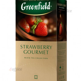 Melnā tēja GREENFIELD STRAWBERRY GOURMET, 25 x 1.5 g maisiņi paciņā