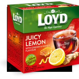 Zāļu tēja LOYD Pyramids ar sildošu efektu Juicy Lemon ar ingveru un medu , 20x2 g