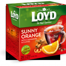 Augļu tēja LOYD Pyramids ar sildošu efektu Sunny Orange ar kanēli un krustnagliņām, 20x2 g