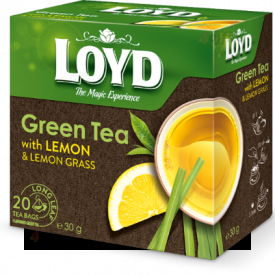 Zaļā tēja LOYD Pyramids ar citronu un citronzāles garšu, 20x1,5 g