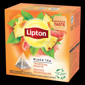 Melnā tēja LIPTON, ar tropu augļiem, piramīdas, 20gab
