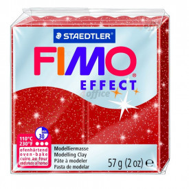 Cietējoša modelēšanas masa FIMO EFFECT, 57 g, mirdzoša sarkanā krāsa (glitter red)