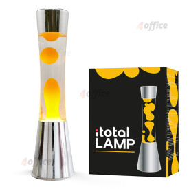 Lavas lampa Itotal 40 cm, melna pamatne, caurspīdīgs šķidrums, oranžs vasks