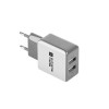 Lādētājs USB EXTREME MEDIA 230V›USB 5V/2,1A, 2 porti, balts/pelēks